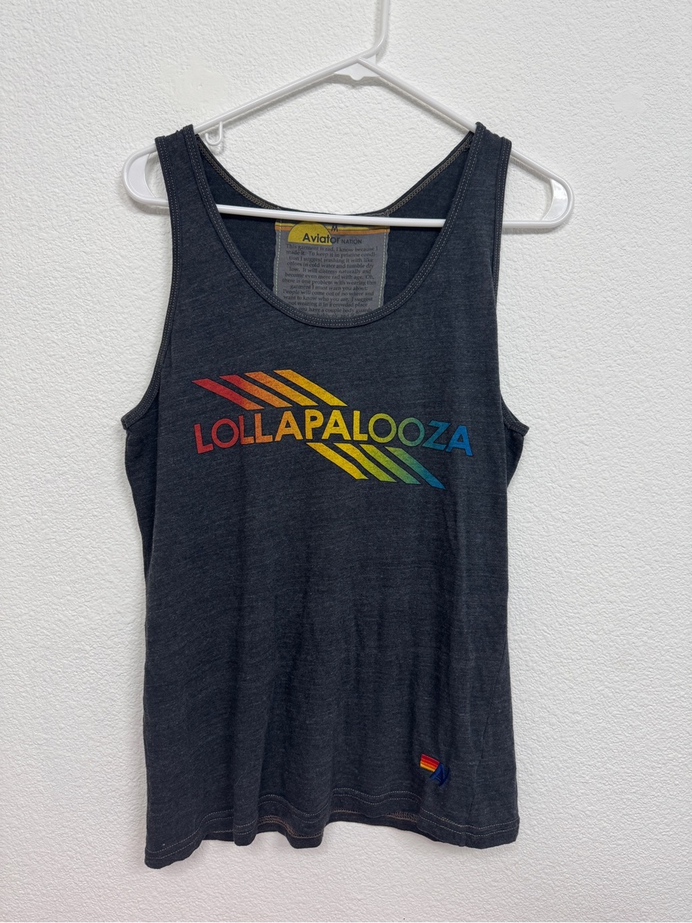 Aviator Nation Lollapalooza 2017 Chicago Festival Tank Top Rainbow Graphic Size